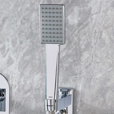 TANGRAMSHWRPK2 Bristan Tangram Chrome Concealed Dual Control Two Outlet Shower Pack Handset Close Up