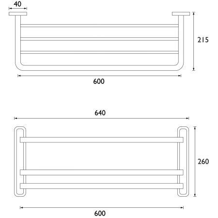 COMPTIERSC Bristan Tiered Modern Towel Shelf Chrome Line Drawing