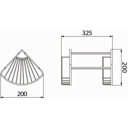 COMPBASK06C Bristan Two Tier Corner Fixed Wire Basket Line Drawing