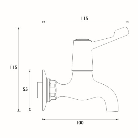 VAL2 BIB C CD Bristan Value Lever Bib Taps with 3 Inch Handles Dimensions