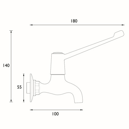 VAL2 BIB C 6 CD Bristan Value Lever Bib Taps with 6 Inch Handles Dimensions