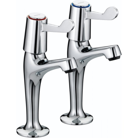 VAL2 HNK C CD Bristan Value Lever High Neck Pillar Taps with 3-Inch Handles