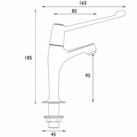 VAL2 HNK C 6 CD Bristan Value Lever High Neck Pillar Taps with 6 Inch Handles Dimensions