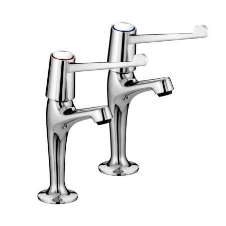 Bristan Value Lever High Neck Pillar Taps with 6 Inch Handles