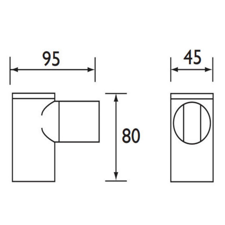 WB101C Bristan Wall Parking Bracket 101 Chrome Plated Technical Drawing