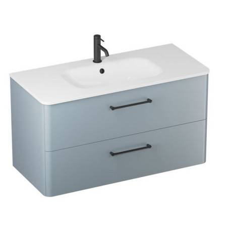 C100DDBV2/CAM101TH Britton Camberwell 1000mm Dusty Blue Double Drawer Unit with Black Tap