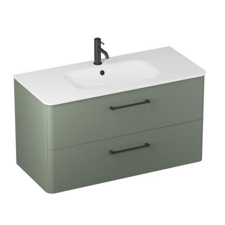 C100DDGV2/CAM101TH Britton Camberwell 1000mm Earthy Green Double Drawer Unit with Black Tap
