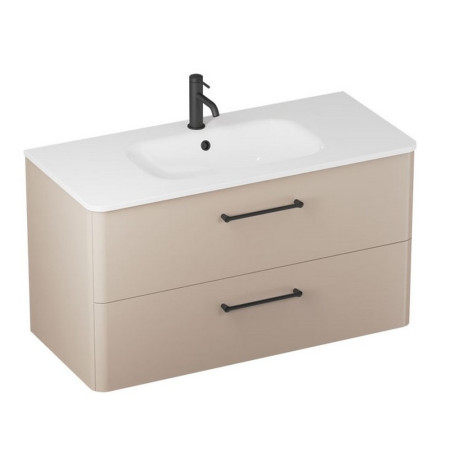 C100DDMV2/CAM101TH Britton Camberwell 1000mm Warm Beige Double Drawer Unit with Black Taps
