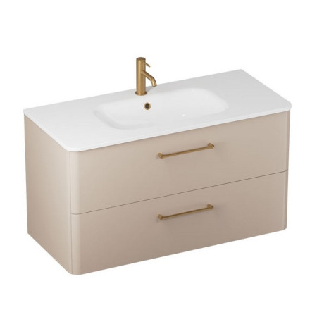 C100DDMV2/CAM101TH Britton Camberwell 1000mm Warm Beige Double Drawer Unit with Brass Taps