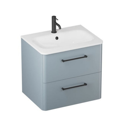 C60DDBV2/CAM601TH Britton Camberwell 600mm Dusty Blue Double Drawer Unit with Black Taps