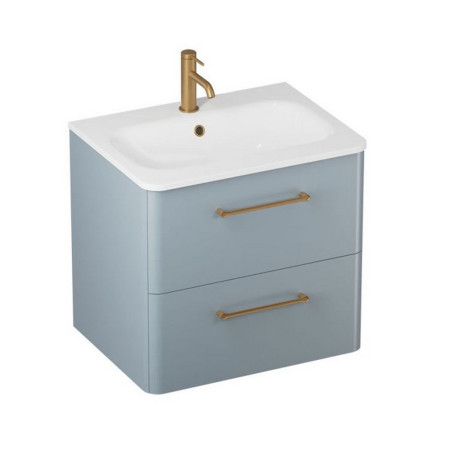 C60DDBV2/CAM601TH Britton Camberwell 600mm Dusty Blue Double Drawer Unit with Brass Taps