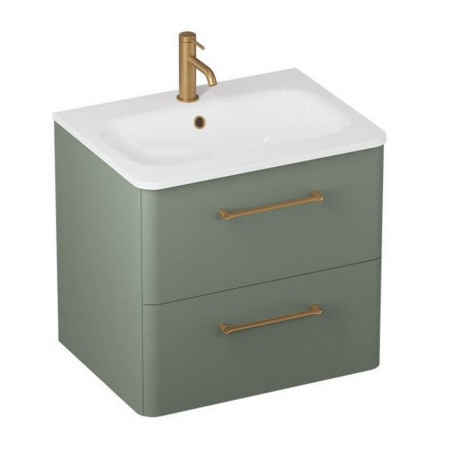 C60DDGV2/CAM601TH Britton Camberwell 600mm Earthy Green Double Drawer Unit with Brass Taps