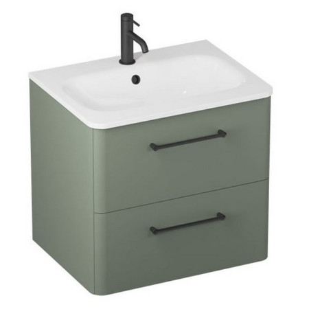C60DDGV2/CAM601TH Britton Camberwell 600mm Earthy Green Double Drawer Unit with Black Taps