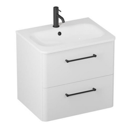 C60DDWV2/CAM601TH Britton Camberwell 600mm Frosted White Double Drawer Unit with Black Taps