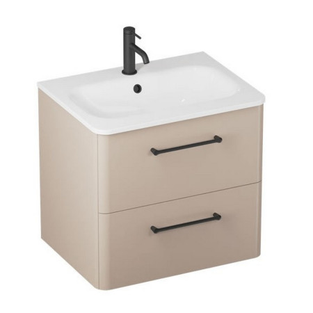 C60DDMV2/CAM601TH Britton Camberwell 600mm Warm Beige Double Drawer Unit with Black Taps
