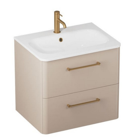 C60DDMV2/CAM601TH Britton Camberwell 600mm Warm Beige Double Drawer Unit with Brass Taps