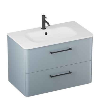 C80DDBV2/CAM801TH Britton Camberwell 800mm Dusty Blue Double Drawer Unit with Black Taps