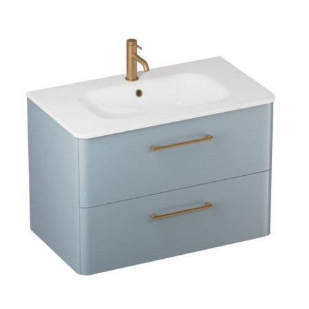 C80DDBV2/CAM801TH Britton Camberwell 800mm Dusty Blue Double Drawer Unit with Brass Taps