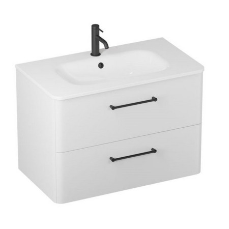C80DDWV2/CAM801TH Britton Camberwell 800mm Frosted White Double Drawer Unit with Black Taps