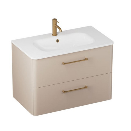 C80DDMV2/CAM801TH Britton Camberwell 800mm Warm Beige Double Drawer Unit with Brass Taps