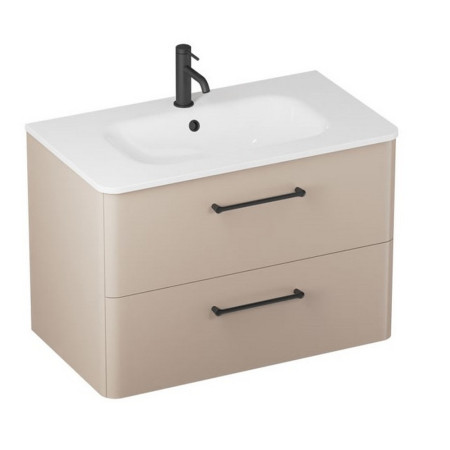 C80DDMV2/CAM801TH Britton Camberwell 800mm Warm Beige Double Drawer Unit with Black Taps