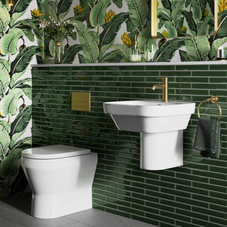 Britton Curve2 Rimless Back to Wall WC Brushed Brass Room Setting