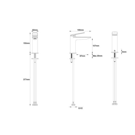 GRE.110CP Britton Greenwich Mono Basin Mixer Chrome Dimensions
