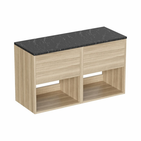 HK5000DCYX2/HK1010 Britton Hackney Cherry Wood 1000mm Wall Hung Vanity Unit with Worktop (2)
