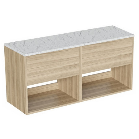 Britton Hackney Cherry Wood 1200mm Wall Hung Vanity Unit with Worktop
