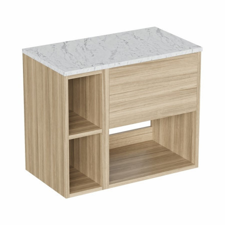 Britton Hackney Cherry Wood 700mm Wall Hung Vanity Unit with Worktop & Shelf Unit