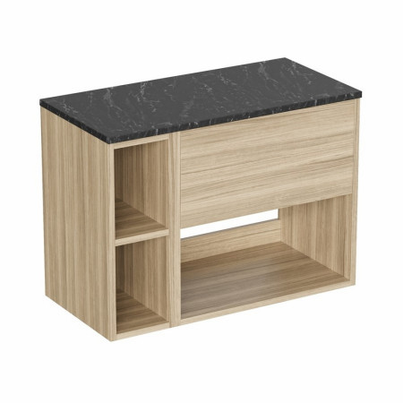 HK6000DCY/HK2056CY/HK8100 Britton Hackney Cherry Wood 800mm Wall Hung Vanity Unit with Worktop & Shelf Unit (2)