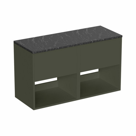 HK5000DGMX2/HK1010 Britton Hackney Earthy Green 1000mm Wall Hung Vanity Unit with Worktop (2)