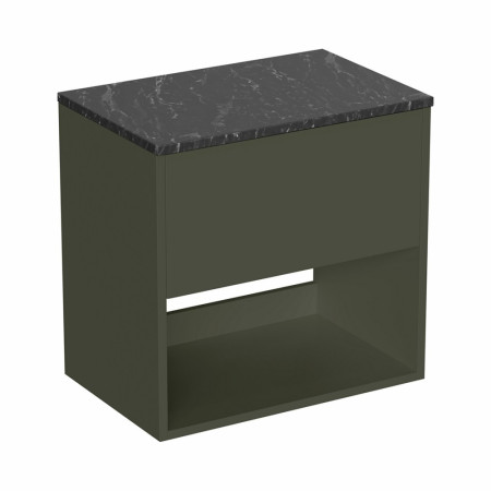 HK6000DGM/HK6100 Britton Hackney Earthy Green 600mm Wall Hung Vanity Unit with Worktop (2)