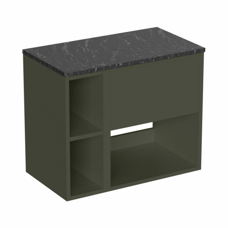 HK5000DGM/HK2056GM/HK7100 Britton Hackney Earthy Green 700mm Wall Hung Vanity Unit with Worktop & Shelf Unit (2)