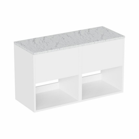 Britton Hackney Gloss White 1000mm Wall Hung Vanity Unit with Worktop