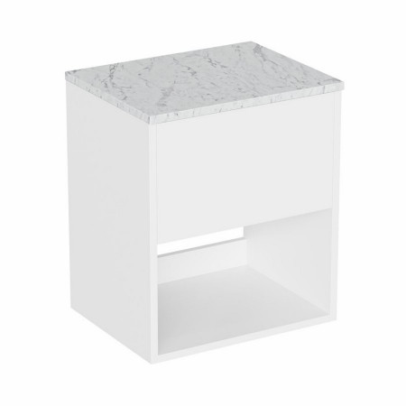 HK5000DWG/HK5100 Britton Hackney Gloss White 500mm Wall Hung Vanity Unit with Worktop (1)