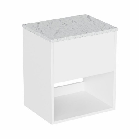 Britton Hackney Gloss White 500mm Wall Hung Vanity Unit with Worktop