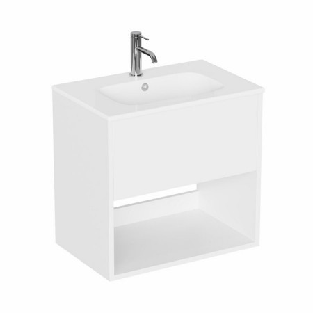 HK6000DWG Britton Hackney Gloss White 600mm Wall Hung Vanity Unit with Basin