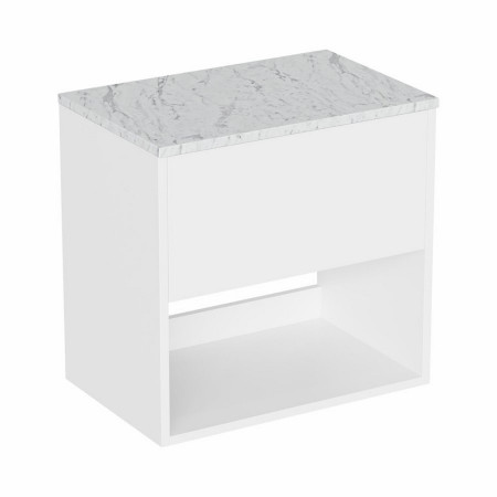 Britton Hackney Gloss White 600mm Wall Hung Vanity Unit with Worktop