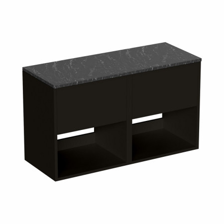HK5000DBMX2/HK1010 Britton Hackney Matt Black 1000mm Wall Hung Vanity Unit with Worktop (2)