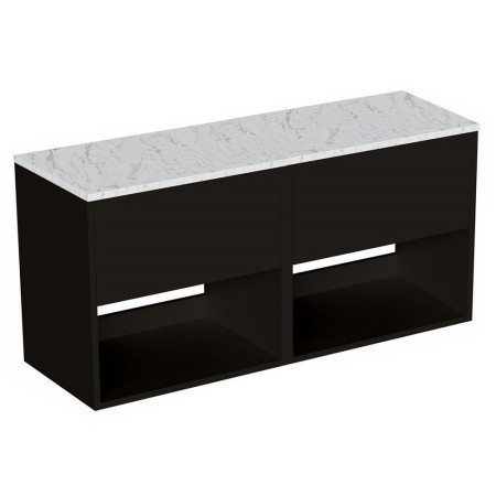 Britton Hackney Matt Black 1200mm Wall Hung Vanity Unit with Worktop