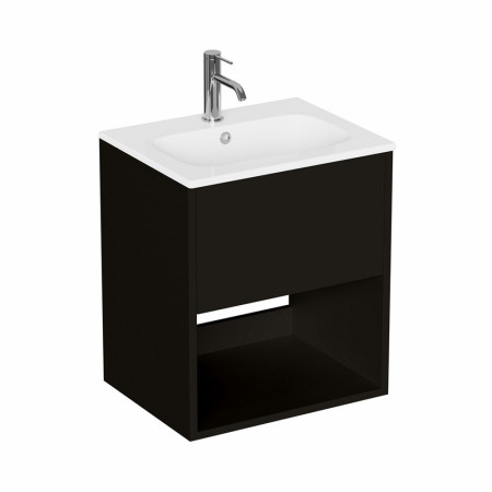 Britton Hackney Matt Black 500mm Wall Hung Vanity Unit with Basin