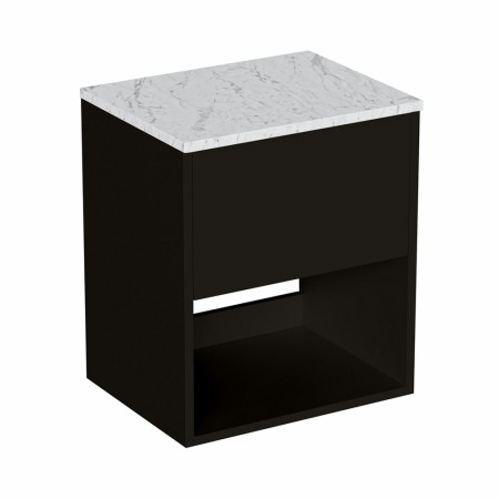 Britton Hackney Matt Black 500mm Wall Hung Vanity Unit with Worktop