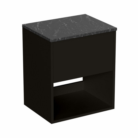 HK5000DBM Britton Hackney Matt Black 500mm Wall Hung Vanity Unit with Worktop (2)
