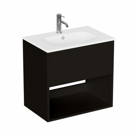 Britton Hackney Matt Black 600mm Wall Hung Vanity Unit with Basin