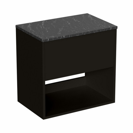 HK7000DBM/HK7100 Britton Hackney Matt Black 700mm Wall Hung Vanity Unit with Worktop (2)