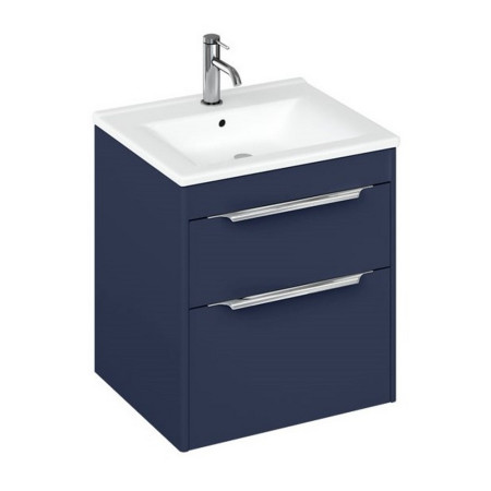 Britton Shoreditch 550mm Wall Hung Matt Blue Double Drawer Vanity Unit and Basin