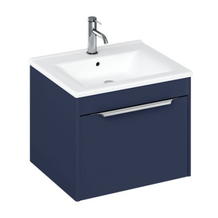 Britton Shoreditch 550mm Wall Hung Matt Blue Single Drawer Vanity Unit and Basin