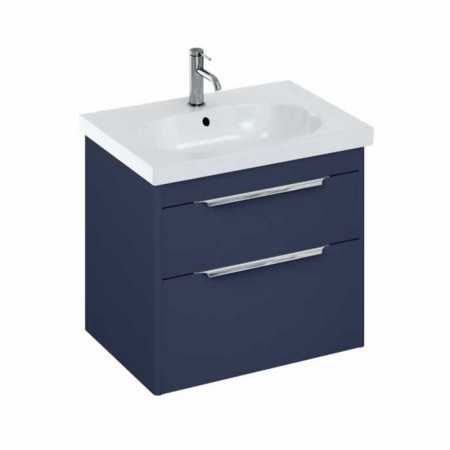 S65DDBV2 Britton Shoreditch 650mm Wall Hung Matt Blue Double Drawer Vanity Unit and Basin Round Origin Basin