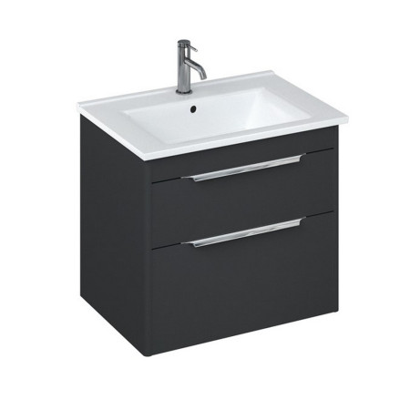 Britton Shoreditch 650mm Wall Hung Matt Grey Double Drawer Vanity Unit and Basin